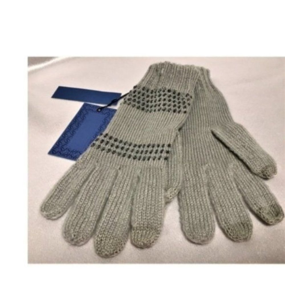 Simply Vera Texting Knit Gloves Gray Metallic Knit